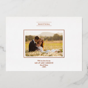 Tarjeta Festiva Con Relieve Metalizado Minimalist Christmas Chic Newlyweds Photo Couple