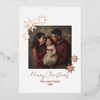 Tarjeta Festiva Con Relieve Metalizado Minimalist Rose Gold Foil Merry Christmas 1 Photo