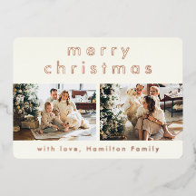 Minimalista moderno Feliz Navidad Dos Rosas de fot