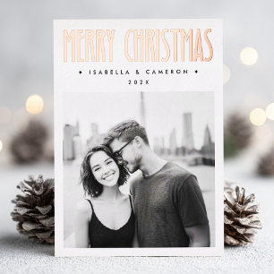 Tarjeta Festiva Con Relieve Metalizado Minimalista retro Feliz Navidad minimalista blanca