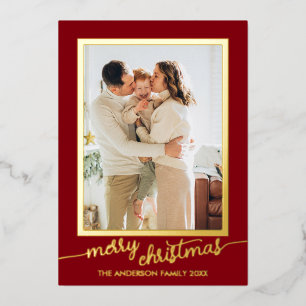 Tarjeta Festiva Con Relieve Metalizado Minimalista Un guión gráfico Feliz Navidad