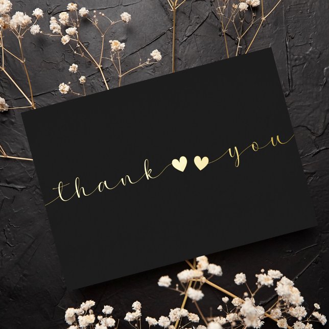 Tarjeta Festiva Con Relieve Metalizado Mínimo Personalizado Moderno Corazón Negro Gracias (Subido por el creador)