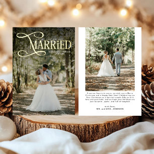 Tarjeta Festiva Con Relieve Metalizado Mínimo Primer Navidad Parejas Casadas 2 Fotos