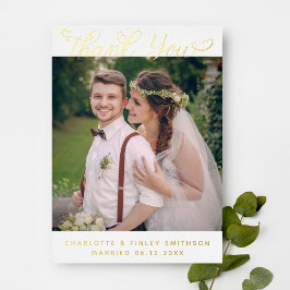 Tarjeta Festiva Con Relieve Metalizado Moda mínima de guiones Boda personalizado Gracias