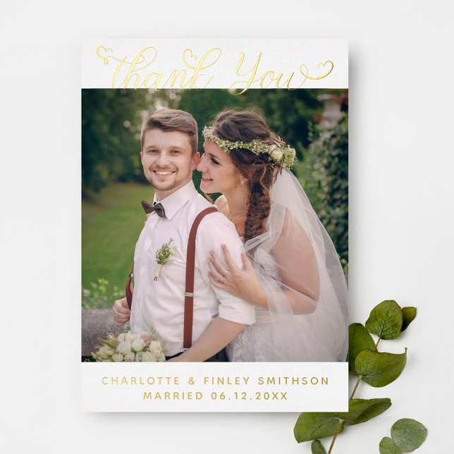 Tarjeta Festiva Con Relieve Metalizado Moda mínima de guiones Boda personalizado Gracias (Subido por el creador)