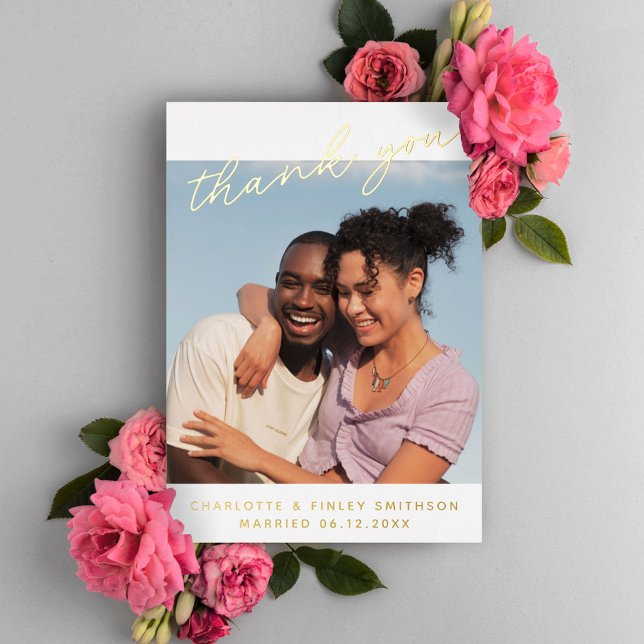 Tarjeta Festiva Con Relieve Metalizado Moda mínima de guiones Boda personalizado Gracias (Subido por el creador)