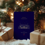 Tarjeta Festiva Con Relieve Metalizado Moda navideña con estilo Navy & Gold<br><div class="desc">Perfecto para compartir con amigos,  familiares y colegas,  el diseño elegante y la paleta de colores moderna lo convierten en el lugar ideal para aquellos que aprecian la moda y el estilo refinado. Añada un toque memorable y festivo a sus deseos de temporada con esta tarjeta de vacaciones intemporal.</div>