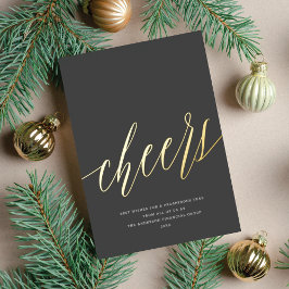 Tarjeta Festiva Con Relieve Metalizado Modern Cheers No-Foto Negocios Gris Navidad