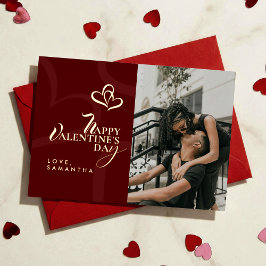 Tarjeta Festiva Con Relieve Metalizado Modern Elegant Classic Chic Photopop Valentines