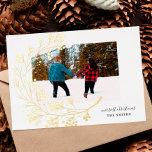 Tarjeta Festiva Con Relieve Metalizado Modern Gold Winter Natural Merry Christmas Photo<br><div class="desc">Noche de oro moderno invierno natural Feliz Navidad Festividad Relieve metalizado Tarjeta de vacaciones *Relieve metalizado real</div>