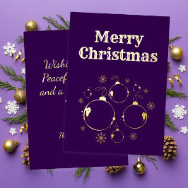 Tarjeta Festiva Con Relieve Metalizado Modern Merry Christmas Bold Purple Gold 