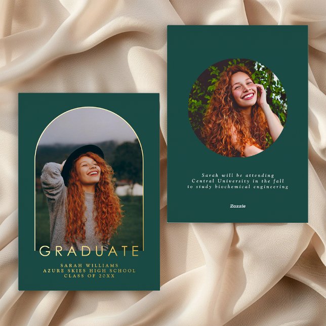 Tarjeta Festiva Con Relieve Metalizado Modern Minimal Classic Graduation Announcement (Subido por el creador)