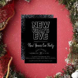 Tarjeta Festiva Con Relieve Metalizado Modern New Year's Eve Party