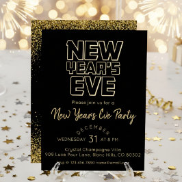 Tarjeta Festiva Con Relieve Metalizado Modern New Year's Eve Party