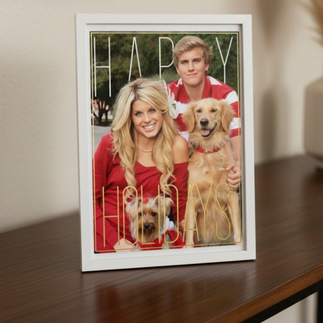 Tarjeta Festiva Con Relieve Metalizado Modern PhotoPop Happy Holiday Foil Card (Subido por el creador)