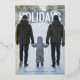 Tarjeta Festiva Con Relieve Metalizado Modern PhotoPop Happy Valentine's Day