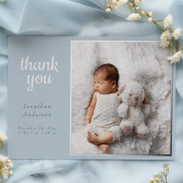 Tarjeta Festiva Con Relieve Metalizado Modern Powder Blue Silver Foil Birth Announcement