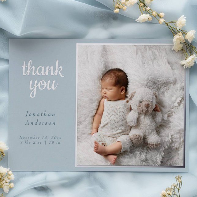 Tarjeta Festiva Con Relieve Metalizado Modern Powder Blue Silver Foil Birth Announcement (Subido por el creador)