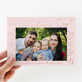 Tarjeta Festiva Con Relieve Metalizado Modern Rose Gold Script Valentine's Day Photo