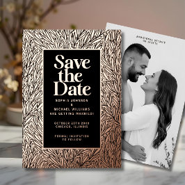 Tarjeta Festiva Con Relieve Metalizado Modern Save the Date Photo Editable Template
