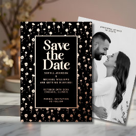 Tarjeta Festiva Con Relieve Metalizado Modern Save the Date Photo Editable Template