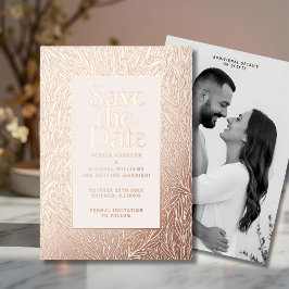 Tarjeta Festiva Con Relieve Metalizado Modern Save the Date Photo Editable Template