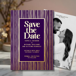 Tarjeta Festiva Con Relieve Metalizado Modern Save the Date Photo Editable Template