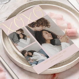 Tarjeta Festiva Con Relieve Metalizado Modern Simple 3 Photo Valentines Day