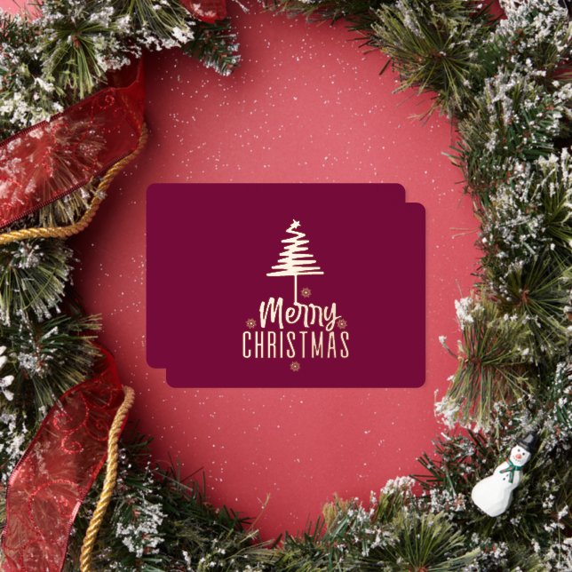 Tarjeta Festiva Con Relieve Metalizado Modern Spiral Christmas Tree Merry Christmas Rose  (in situ)