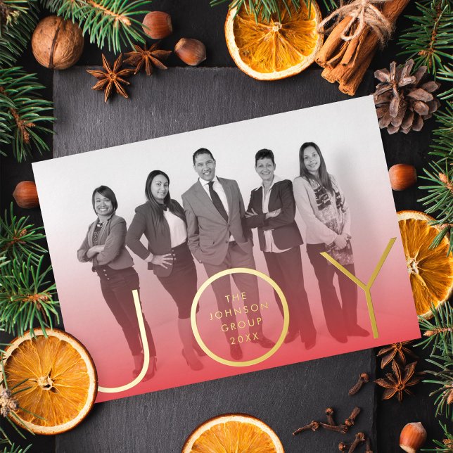 Tarjeta Festiva Con Relieve Metalizado Moderna alegría rojo Ombre gradiente foto oro (Subido por el creador)