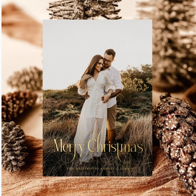 Tarjeta Festiva Con Relieve Metalizado Moderna familia navideña foto sartán (Subido por el creador)