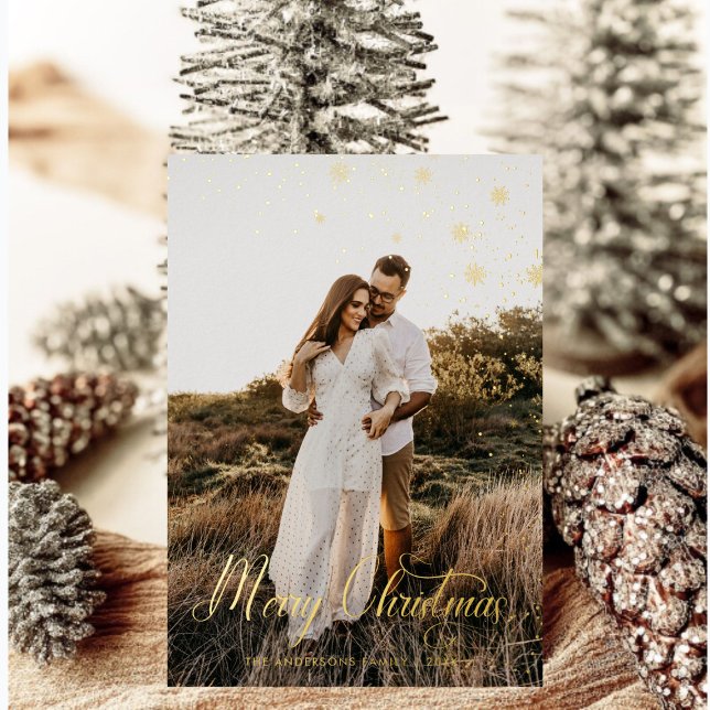 Tarjeta Festiva Con Relieve Metalizado Moderna familia navideña foto sartán (Subido por el creador)