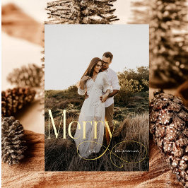 Tarjeta Festiva Con Relieve Metalizado Moderna familia navideña foto sartán