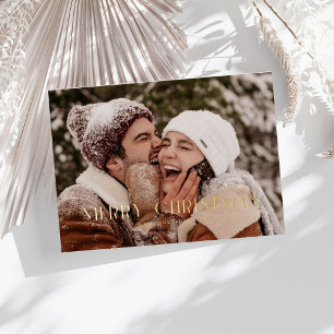 Tarjeta Festiva Con Relieve Metalizado Moderna Feliz Navidad de moda una familia de fotos