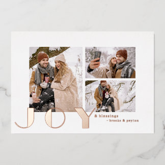 Tarjeta Festiva Con Relieve Metalizado moderna foto de Navidad de alegría minimalista sim