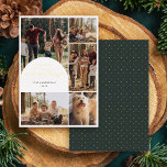 Tarjeta Festiva Con Relieve Metalizado Moderna foto navideña de Arco de Collage de fotos<br><div class="desc">Eleva tus saludos de vacaciones con nuestra tarjeta de vacaciones de Relieve metalizado. Mostrando un hermoso collage de 5 fotos y un elegante overlay de arco en la foto superior izquierda, resaltado por "Feliz Navidad" en lujosa caligrafía de escritura de Relieve metalizado dorado. Personalizar con su apellido y año en...</div>