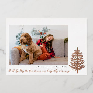 Tarjeta Festiva Con Relieve Metalizado moderna foto religiosa minimalista de Navidad con