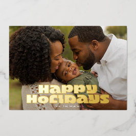 Tarjeta Festiva Con Relieve Metalizado Moderna tipografía de oro audaz Navidades felices