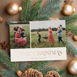 Tarjeta Festiva Con Relieve Metalizado Moderna y elegante foto de Feliz Navidad 2