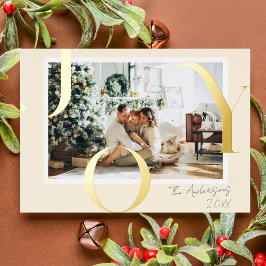 Tarjeta Festiva Con Relieve Metalizado Moderna y elegante foto de Navidades JOY Minimalis