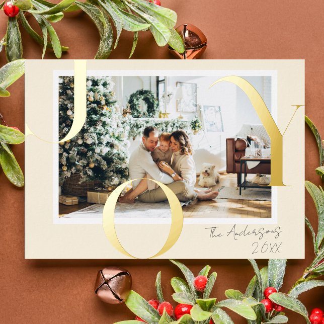 Tarjeta Festiva Con Relieve Metalizado Moderna y elegante foto de Navidades JOY Minimalis (Subido por el creador)