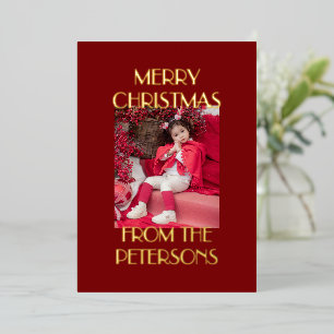 Tarjeta Festiva Con Relieve Metalizado Moderna y elegante foto de oro de navidad de color