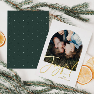 Tarjeta Festiva Con Relieve Metalizado Moderna y elegante tipografía de moda verde 1 foi 