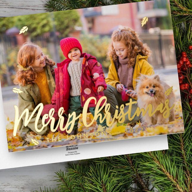 Tarjeta Festiva Con Relieve Metalizado Moderna y simple saludos lúdicos Fotos familiares (Subido por el creador)