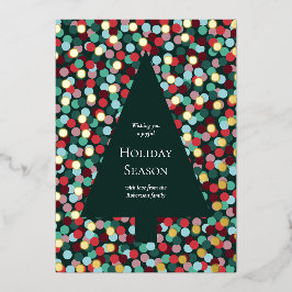 Tarjeta Festiva Con Relieve Metalizado Moderno árbol de Navidad Confetti Dot Gold