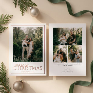 Tarjeta Festiva Con Relieve Metalizado Moderno collage de fotos de Navidad enmarcado