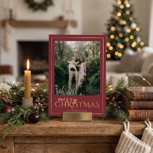 Tarjeta Festiva Con Relieve Metalizado Moderno Collage de Fotos de Navidad enmarcado - Ro