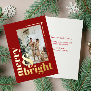 Tarjeta Festiva Con Relieve Metalizado Moderno Elegante Alegre y Brillante Foto Simple