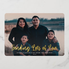 Tarjeta Festiva Con Relieve Metalizado Moderno enviando muchas fotos de San Valentín de a