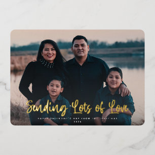 Tarjeta Festiva Con Relieve Metalizado Moderno enviando muchas fotos de San Valentín de a